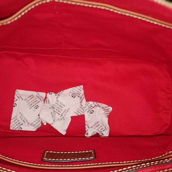 NWT** DOONEY & BOURKE - Dome Zip Satchel, Navy Suede and Tan Leather - Picture 8 of 10